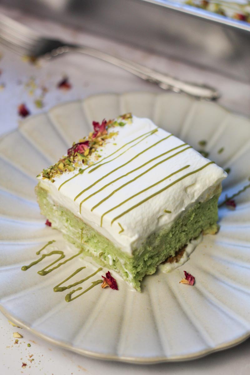 Pistachio Tres Leches Cake - Spoonful of Scrumptious