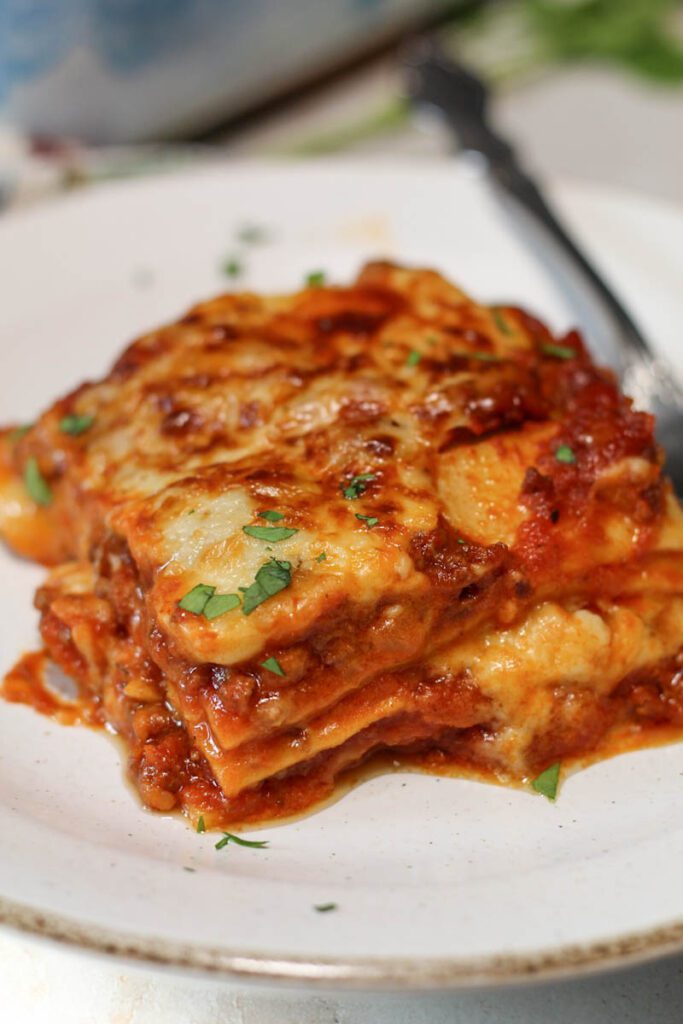 lasagna bolognese with bechamel sauce