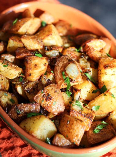 oven baked potatoes and onions