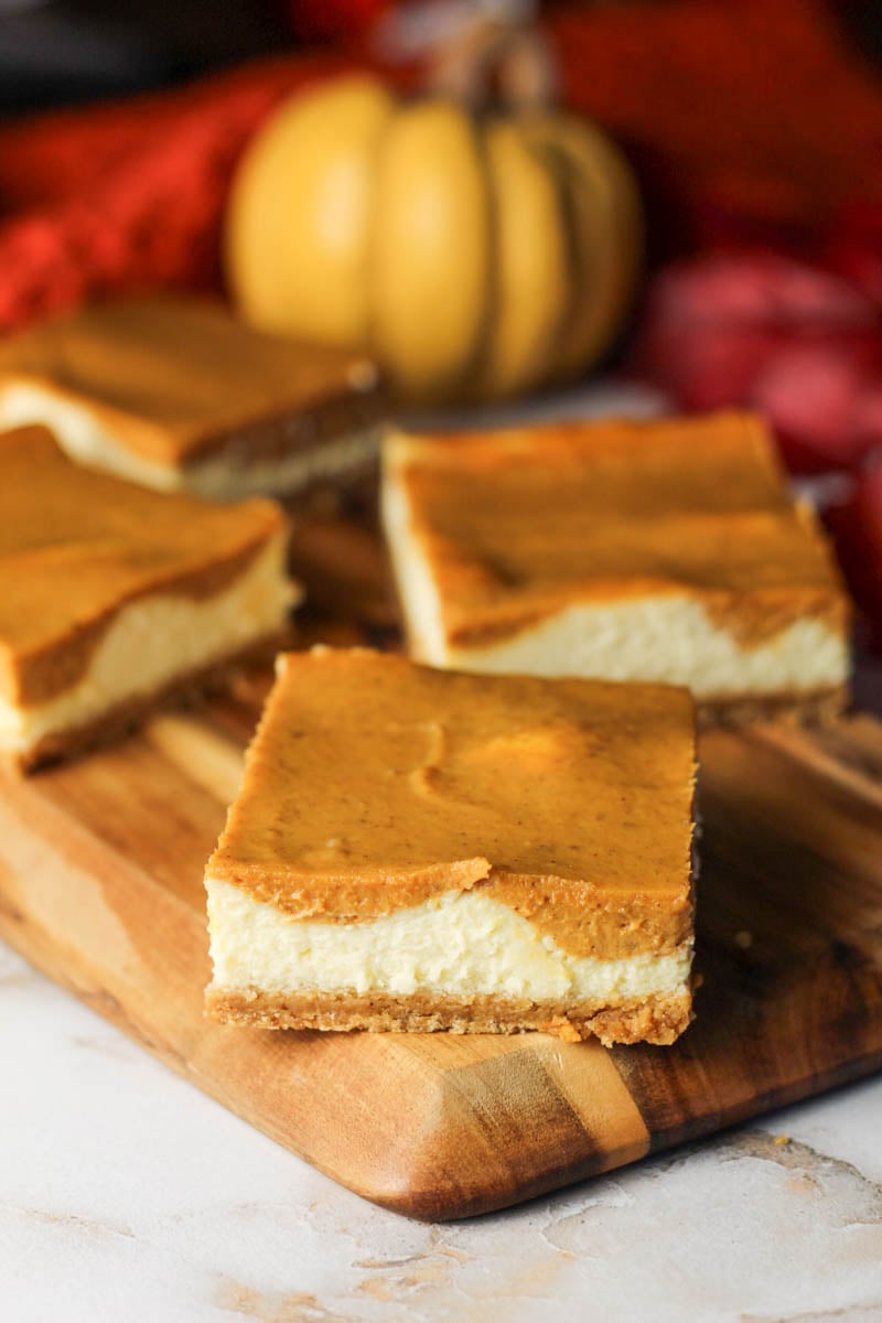 Pumpkin Pie Cheesecake Bars - Spoonful of Scrumptious
